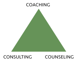 Coaching Consulting and Counseling pyramid